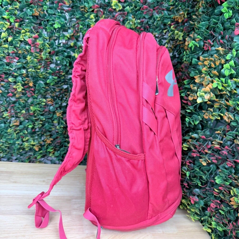Under Armour Hustle 5.0 Backpack Red UA Storm Water Resistant Laptop Bag